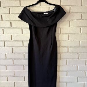 Babaton Black Off-Shoulder Midi Dress